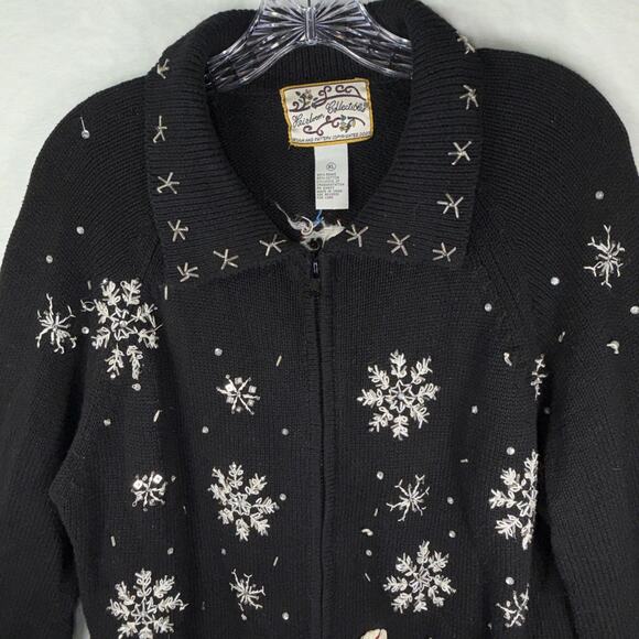 VTG Y2K Heirloom Collectibles Size XL Christmas Cardigan Snowflakes Polar Bears - Picture 2 of 11